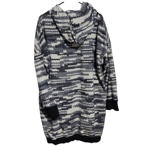 Simply Vera Vera Wang Knit Hooded Sweater Dress Size XXL Black White Pattern - Picture 2 of 5